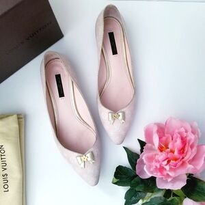 LOUIS VUITTON Pink Blush Canvas Monogram Flats Ballerina Shoes. 37.5 7.5